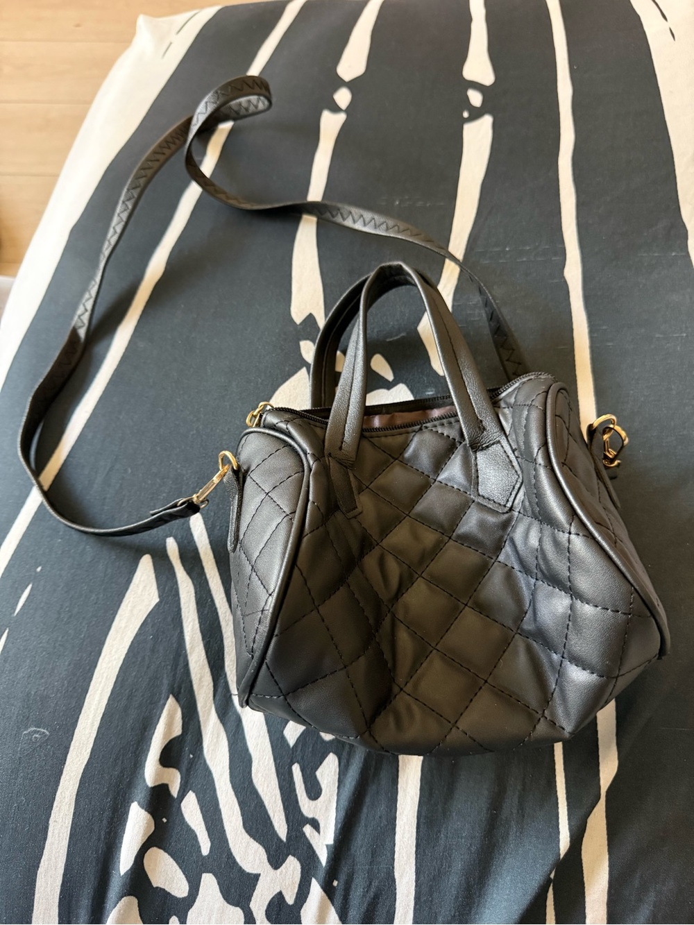 SHEIN Quilted Black Mini Crossbody Satchel